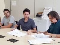 O professor visitante Jo&atilde;o Paulo; o coordenador do projeto, Bruno Ferreira; e o diretor Geral do Polo, Alexandre Pimenta